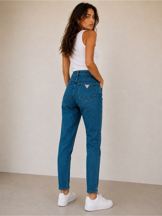 Guess Denim - Vintage 90s Guess by Georges Marciano USA High Rise Mom Jeans Size 24 Teal Blue